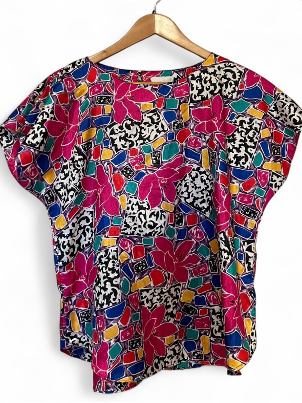True Vtg 80s Wild Multicolor Blouse